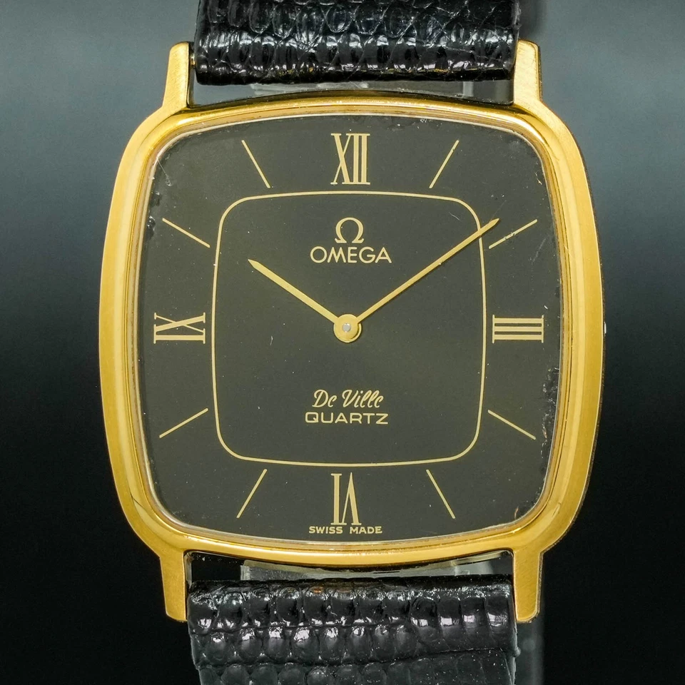 Vintage 1979 OMEGA De Ville Cal.1365 191.0102 Black Gold Square Men Watch - Image 2 of 4