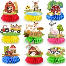 9 Pcs Farm Animals Birthday Party Supplies Farm Party Decoration Baby Shower