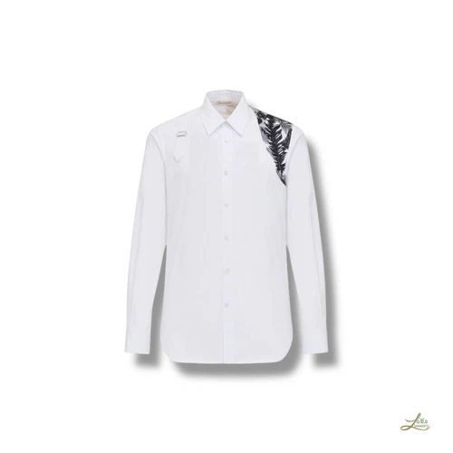 Camicia Alexander McQueen con imbracatura ricamata con perline taglia 16 5
