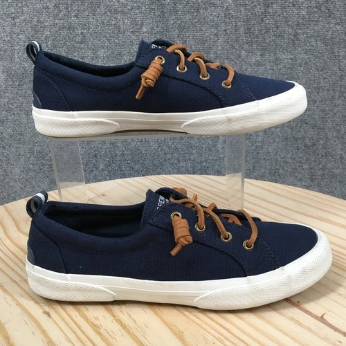 Sperry Shoes Womens 7.5 Pier Wave Sneakers Blue Canvas Lace Up Low Top STS 85104
