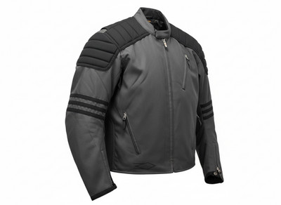 Power Trip Motorcycle Jacket Men s Large Gray Black Padded Shoulders Armor Style