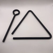 Triangle Dinner Bell with Striker, Black Iron Metal 8” Inches Rustic Farmhouse