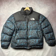 The North Face 700 Nuptse Puffer Down Jacket Blue Lava Print Men's L (Fits M)