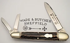 WADE & BUTCHER - 1990’s Era Solingen - Jumbo Anglo Saxon Whittler Knife - Stag