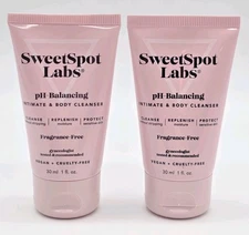 2 X  SweetSpot Labs pH-Balancing Intimate & Body Cleanser 1 fl oz Travel Size