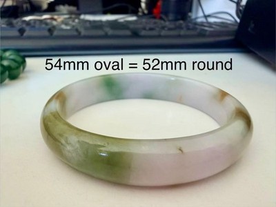 Jadeit Armreif Burma grün auf lila 52m Typ A Burmese Jade 翡翠南齐多彩