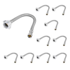 10 PCS Stainless Braided Toilet Hose 3/8 Comp x 7/8 Ballcock 12 Inch Line