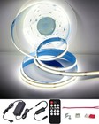 50ft/15m COB LED Strip Light 24V 3000K/4000K/6500K White with Adapter and Remote