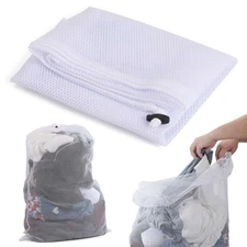 Drawstring Laundry Bag Foldable Hamper Large Mesh Wash Clothes Bag