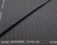 Braun Karo High Twist Wollstoff Anzugstoff Thobes Made In England 3,80m