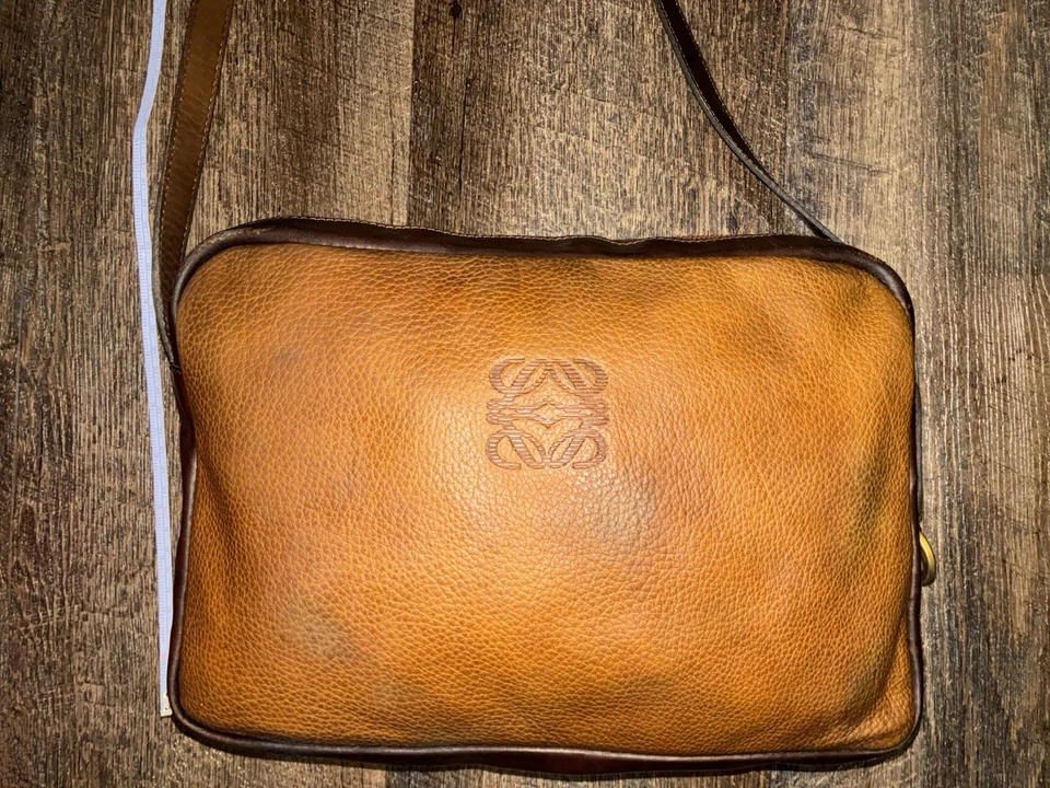 Authentic Vintage Anagram LOEWE Convertible Bag Brown Leather ~12x2x9 - Image 4 of 4