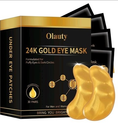 NEW in Box Olauty 24K Gold Eye Masks 30 Pairs Use for Puffy Eyes, Dark Circles 