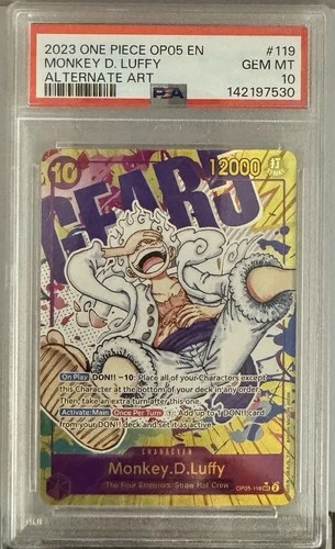 2023 One Piece OP05-119 Monkey D Luffy Alt Art PSA 10 English Alternate Gear 5