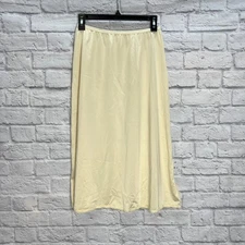 Vintage Shadowline Half Slip Pillow Tab Ivory Size M Lace Trim Side Slits 