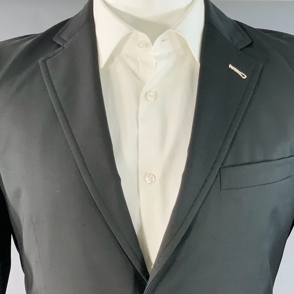 BAND OF OUTSIDERS Size 38 Regular Black Wool Mohair Notch Lapel Suit - Image 3 of 4