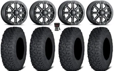 ITP Inertia Bdlk 15" Wheels Bk +40mm 35" Coyote Tires Honda Pioneer 1000 / Talon