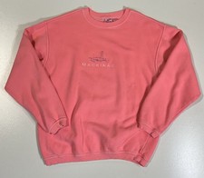 Vintage Mackinac Island Michigan Sweatshirt Sz L Bright Pink Bridge 90s