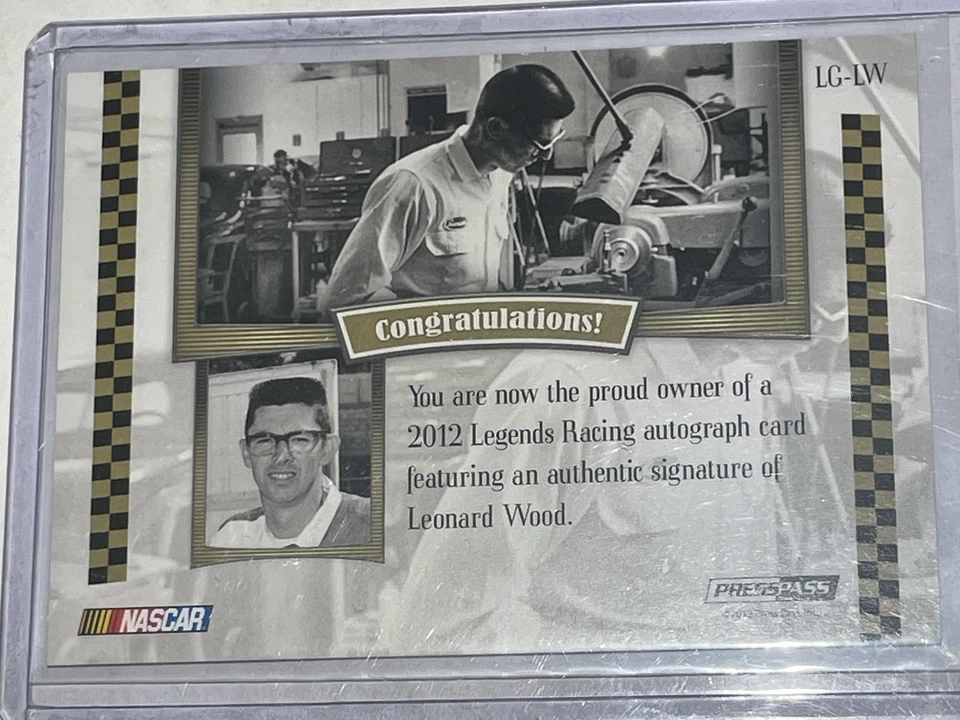 2012 Press Pass Legends NASCAR Leonard Wood Signatures Auto /25 #LG-LW - Image 4 of 4