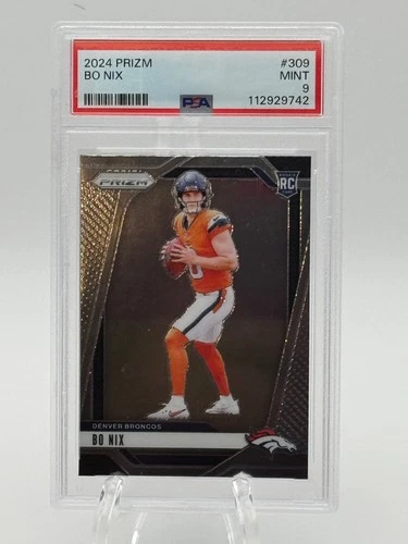 Bo Nix 2024 Panini Prizm Rookie RC Denver Broncos QB PSA 9 QB