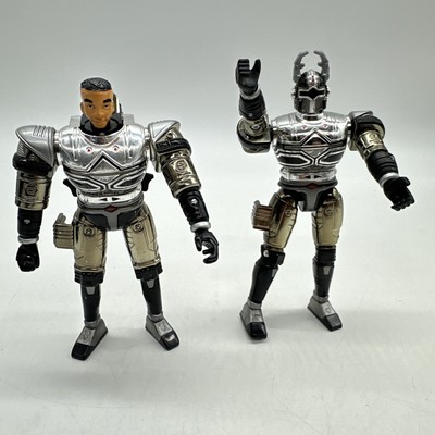 Vintage Bandai 1997 Beetleborgs Metallix Titanium Silver Beetleborg Figure Lot