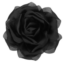 4" Silk Satin Flower Brooch Pin Large Peony Floral Lapel Pin Black