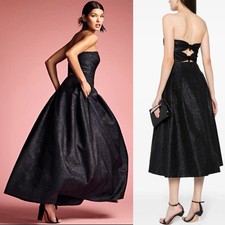 Sachin & Babi $850 Black/Midnight Strapless Tea Length Margaux Midi Gown - 0