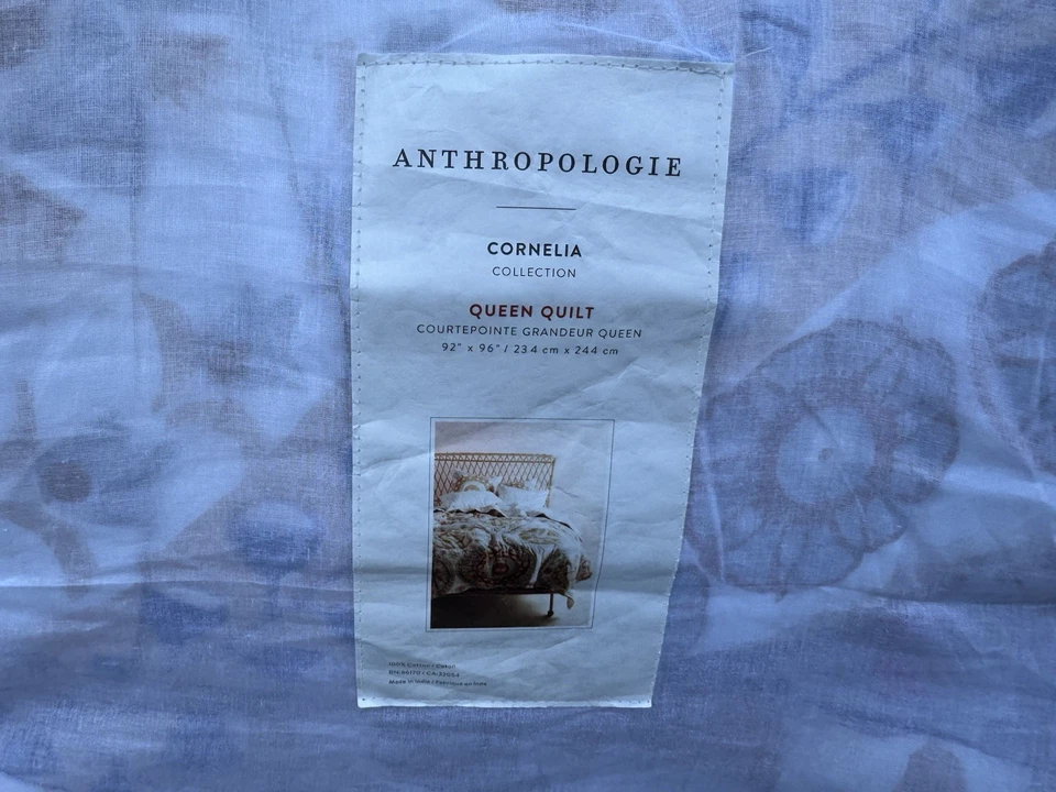 Edredón reversible de algodón Anthropologie Cornelia Queen Courtepointe Grandeur Foto 3 de 4