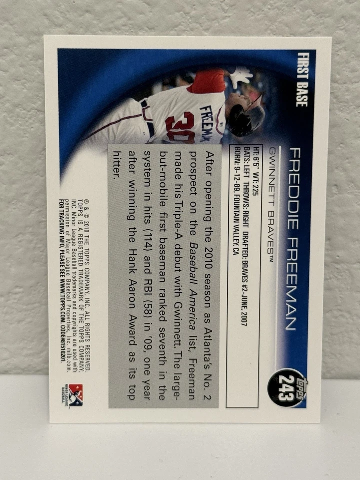 2010 Topps Pro Debut - FREDDIE FREEMAN (RC) Rookie #243 - Braves / Dodgers - Image 2 of 2