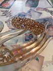 Vintage Bakelite Hinged Bangle  Bracelet with Rhinestones Pearls 1940's — photo 1