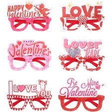 Reusable Multi Color Valentine Party Glasses Frames Fun Heart Eyeglasses 6Pcs