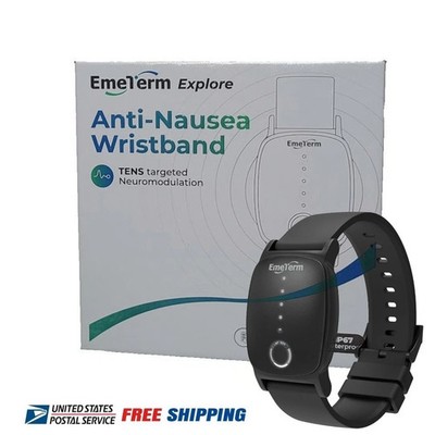 EmeTerm Anti-Nausea Wristband Sickness Vomit Relief Explore Version (Black)