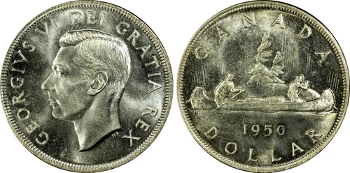 1950 $1 SILVER DOLLAR GEORGE-VI CANADA PCGS MS64+