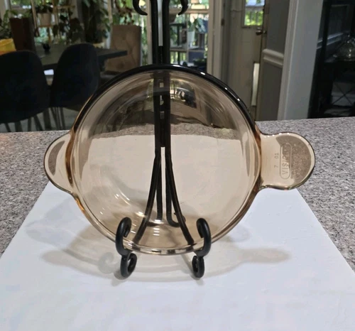 Vtg Pyrex Vision Amber Brown Heat N Eat Grab-It  V-240-B no lid