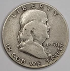 1950 D Franklin Half Dollar 90% Silver Circulated 90% Silver