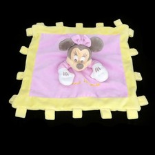 Disney Parks Minnie Mouse Lovey Security Blanket Pink Yellow Plush Soft Tags