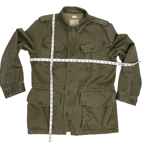 J.Crew Broken In Jacket Men Sz Med Army Green Canvas Military Field Coat Utility image 8