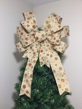 Large Luxury Copper Gold handmade Christmas wired ribbon Bow tree topper UK gift