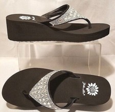 Yellow Box Flip Flops Birder Womens 8.5 Clear Rhinestone Wedge 21808 Comfort New