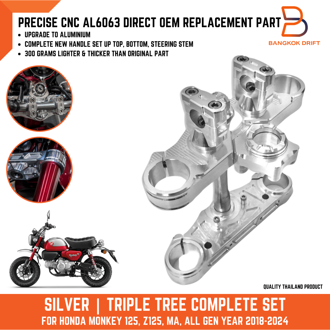 ホンダMONKEY３台。 SILVER CNC ALUMINIUM COMPLETE TRIPLE TREES SET FIT HONDA MONKEY Z