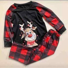 New Christmas Buffalo Plaid Pajamas Toddler Size 2T two Piece Reindeer