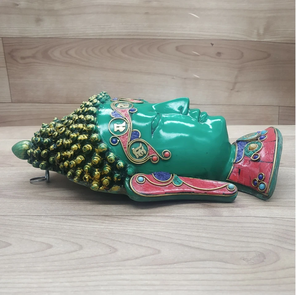 Buddha Mask 8" Wall hanging Art Sculpture Painting & Carving mask Religious - Image 3 of 4