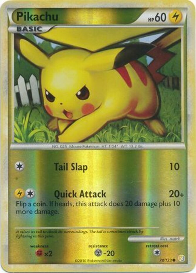 1x Pikachu - 78/123 - Common - Reverse Holo Lightly Played Pokemon HGSS - Heartg