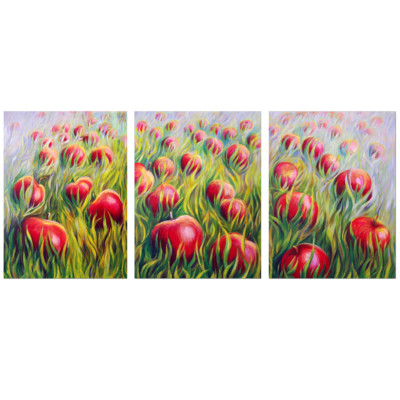 ORIGINAL Acrylic Painting by E. Manapova, Morning Harvest 54''x24''