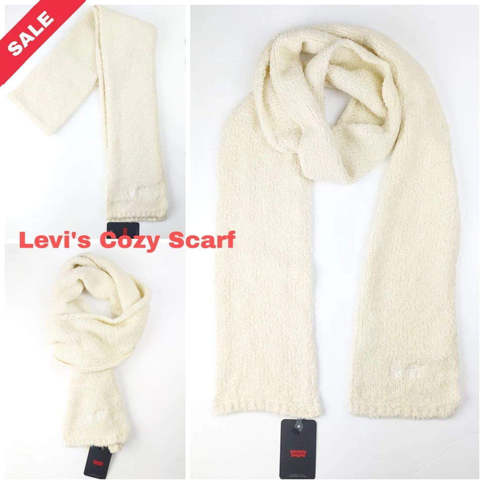 LEVI'S LEVIS KUSCHELSCHAL BEIGE WEICH FLEECE GESTICKTES LOGO UVP 33£