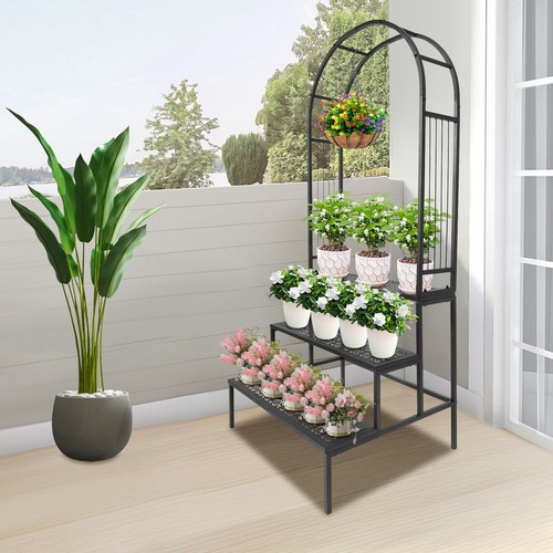 3 Tier Plant Stand With Garden Arch Flower Pot Holder Display Shelf Garden Arbor