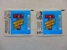 2 Different Monster Initial Sticker Cards Wrappers Topps 1974