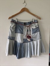 Zimmermann Edie Patchwork Denim Skirt Light Blue. Size 3