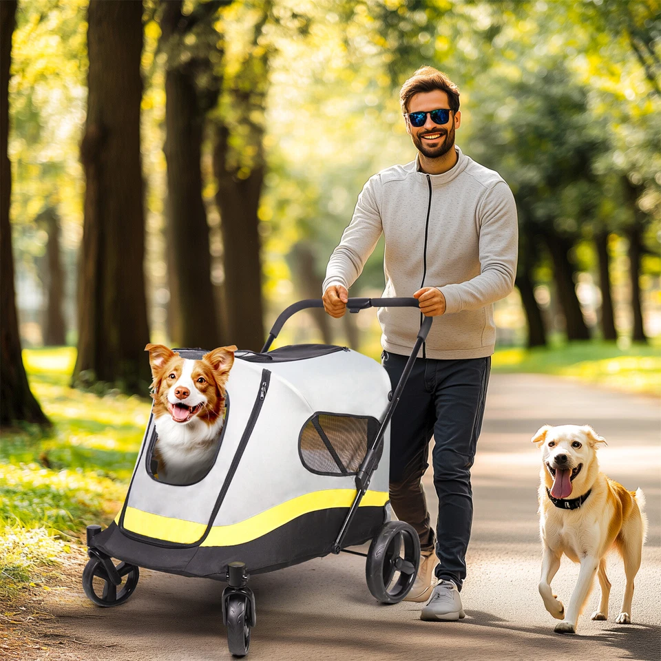 Portable Pet Stroller Dog Cat Cage Jogger Travel Folding Carrier Rainproof Cover - Image 3 of 4