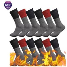 6-12 Pairs Men's Heated Boots Socks Winter Heavy Duty Warm Thermal Socks