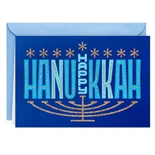 Hallmark Tree of Life Happy Hanukkah Glitter Boxed 16 Cards & 17 Envelopes